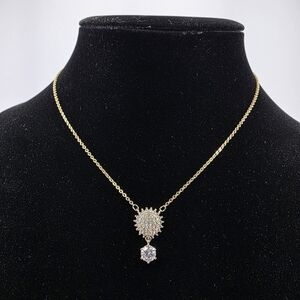 Simulated Diamond Halo Drop Necklace
